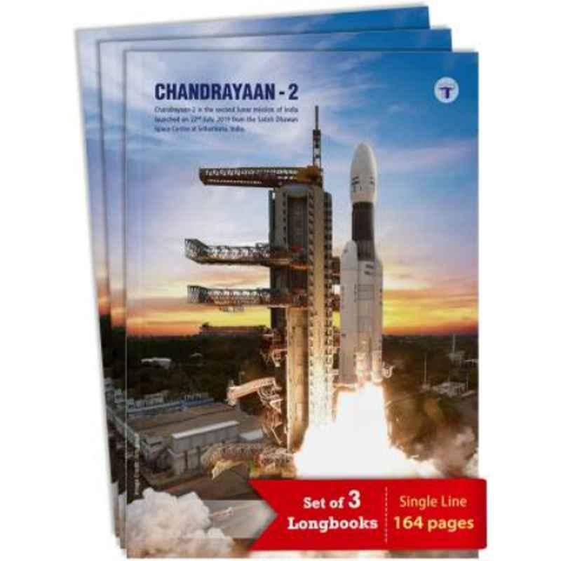 Target Publications A4 164 Pages Multicolour Ruled Single Line Chandrayaan Long Notebook with Soft Cover (Pack of 3)