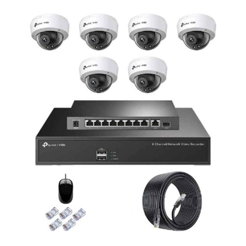 TP-Link VIGI C230 3MP Full Colour Indoor Network IP Combo Kit with 8 Channel NVR, 6 Cameras, 10 Port POE Switch, D-LINK 100M LAN Cable
