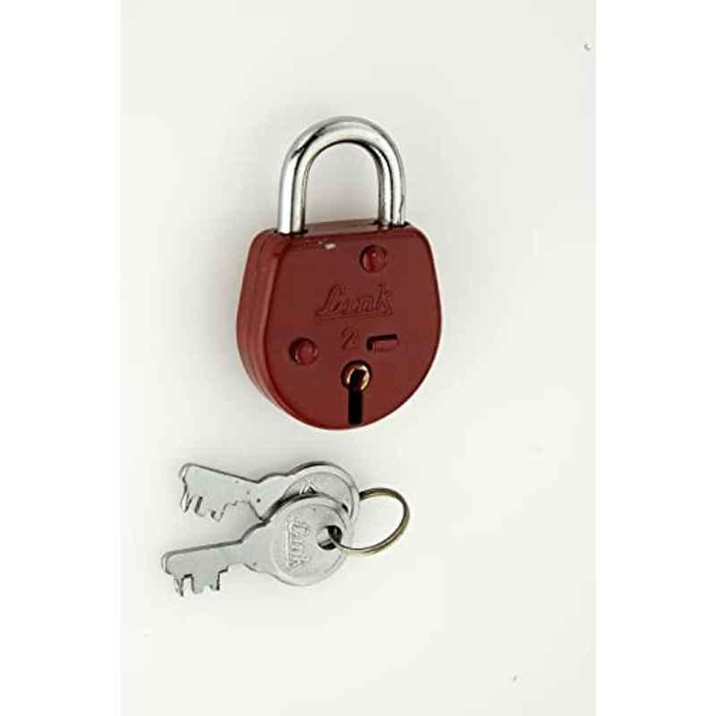 Link 30mm Iron Coloured Padlock with Brass Lever & 2 Silver Keys, No.2