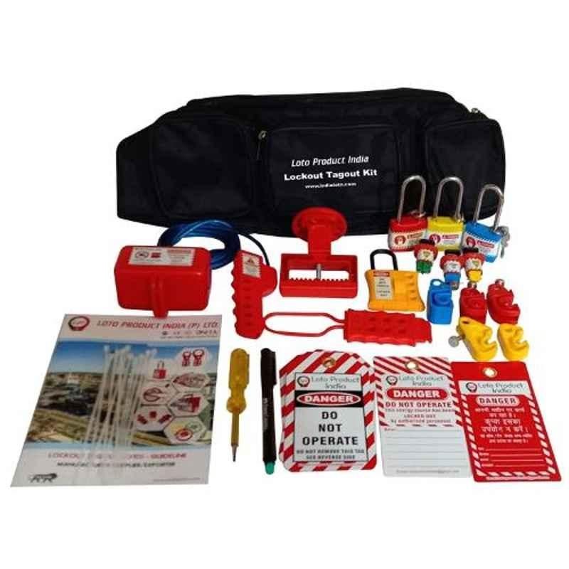 India Loto ILP010B 24 Pcs Black Tagout Electrical Waist Pouch Lockout Kit