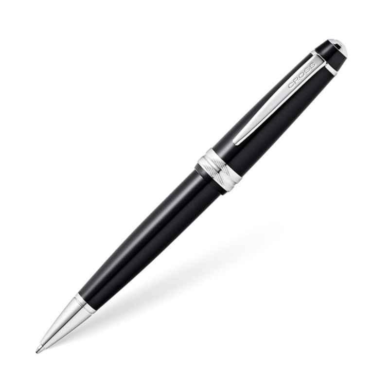 Cross Bailey Black Ink Glossy Black Resin Finish Ballpoint Pen with 1 Pc Black Refill Set, AT0742-1