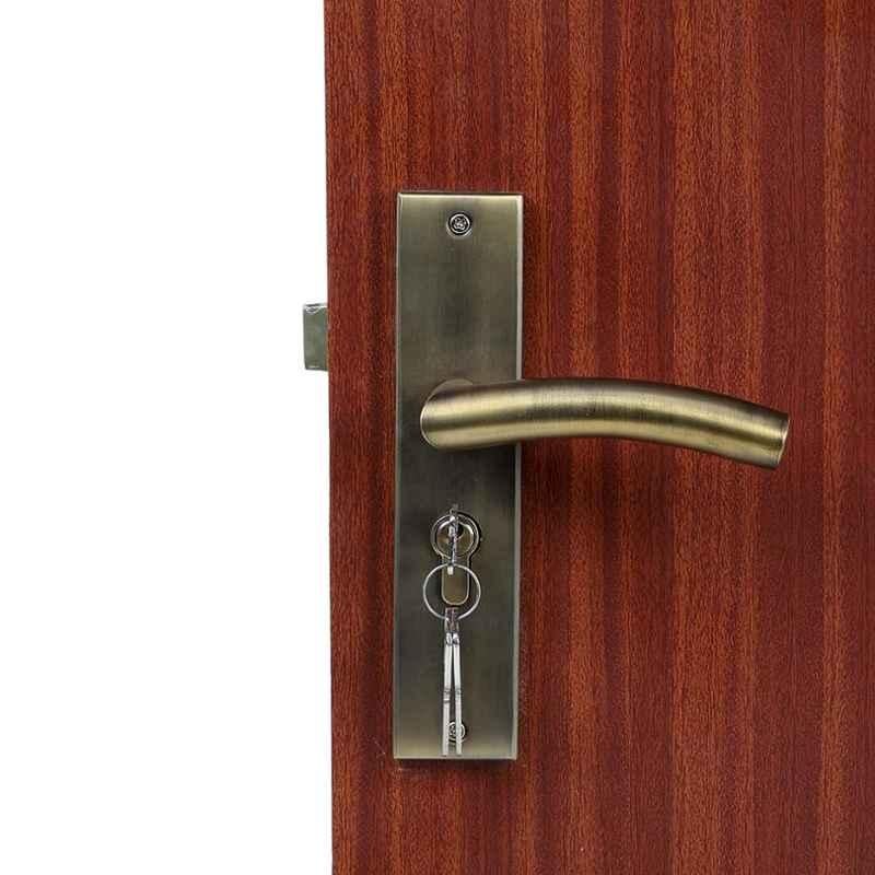 Handle Waala MG-1105 8 inch 60mm Stainless Steel Anitque Brass Finish Both Side Key Cylindrical Plate Mortise Door Lock Set