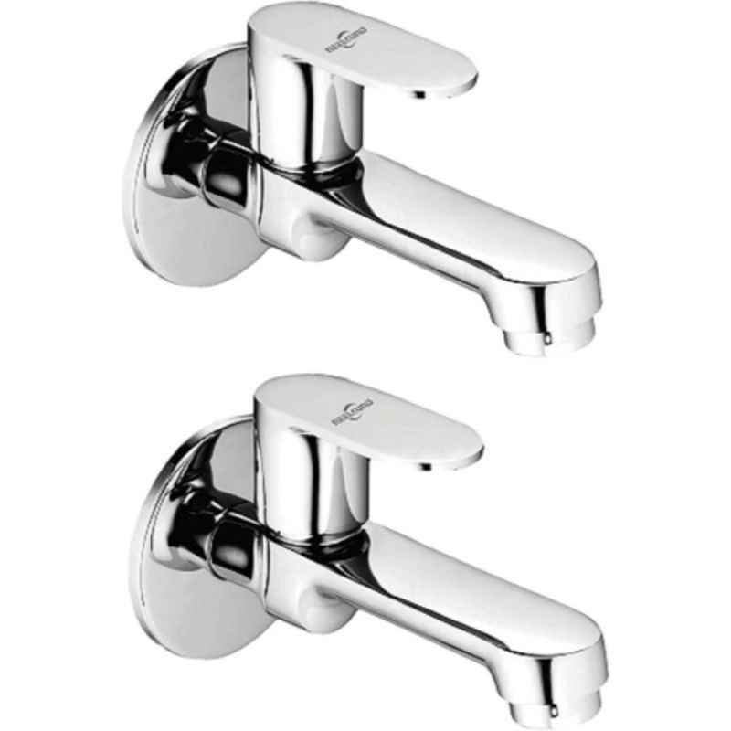 Neelkund Opal Brass Silver Chrome Finish Long Body Bib Tap (Pack of 2)