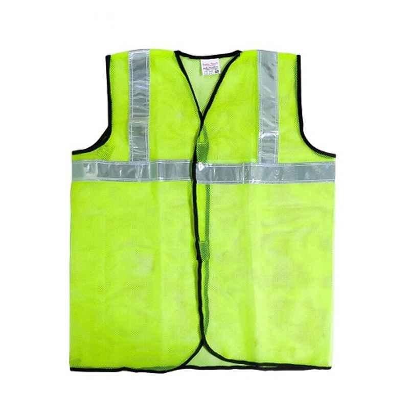 Yaya Polyester Green Standard Safety Jacket with 2 inch Reflective Tape (Pack of 5)