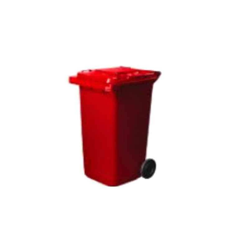 Delta 240L Red Plastic Dustbin with 2 Wheels, DWB-240-REG-R