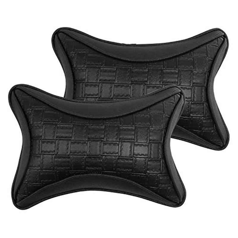 AllExtreme Exnp007 2 Pcs PU Leather Car Neck Rest Pillows Headrest Cushions Set For All Cars Travel Seat