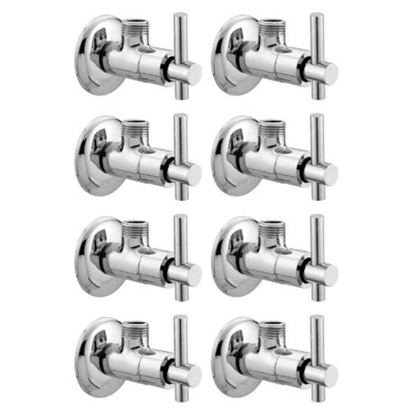 Drizzle Tarim 8 Pcs Brass Chrome Finish Silver Angle Valve Set, AANGLETARIM8