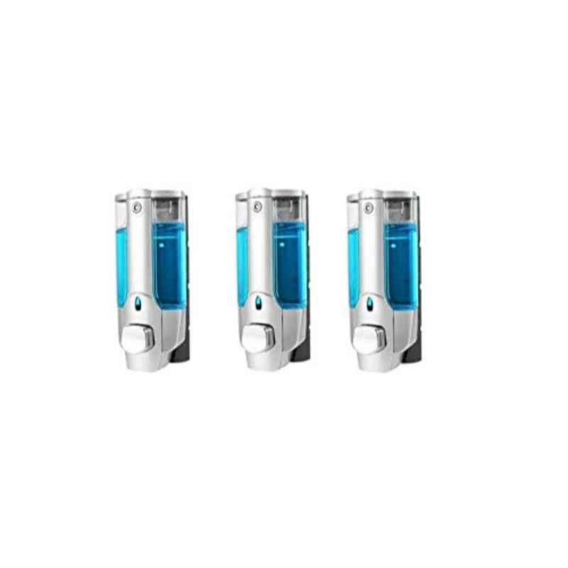 Logger 350ml ABS Plastic Clear Liquid Soap Dispenser for Bathroom (Pack of 3)