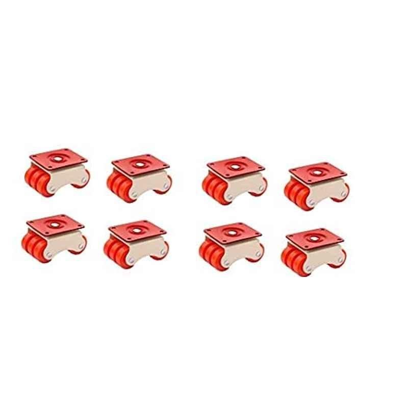 Galaxy 6 Wheels Steel Orange Roller Moving Castor for furniture (Pack of 8)