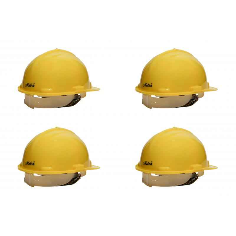 Metro HDPE Nape Type Safety Yellow Helmet (Pack of 4)