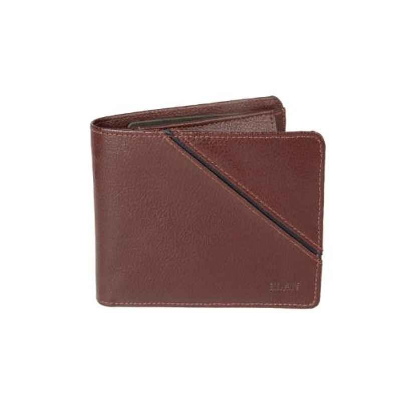 Elan 11x3x9cm 8 Slots Brown Bifold Coin Pouch Wallet with Flap, EFW-5107-BR