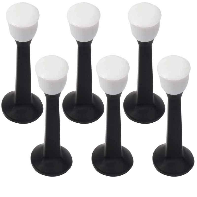 Screwtight 3 inch Zinc Black Powder Coated Wall Mounted Door Stopper, Z230403BLK-6 (Pack of 6)