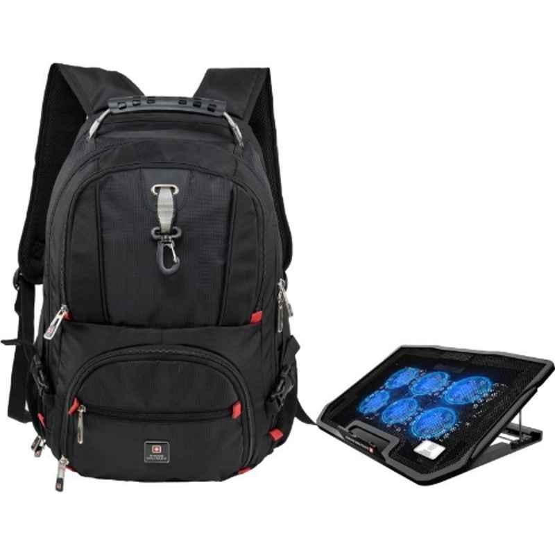 Swiss Military 31 Litre Polyester Black Large Laptop Backpack & Black Laptop Cooling Flexi Stand Combo, LBP77_LCF01