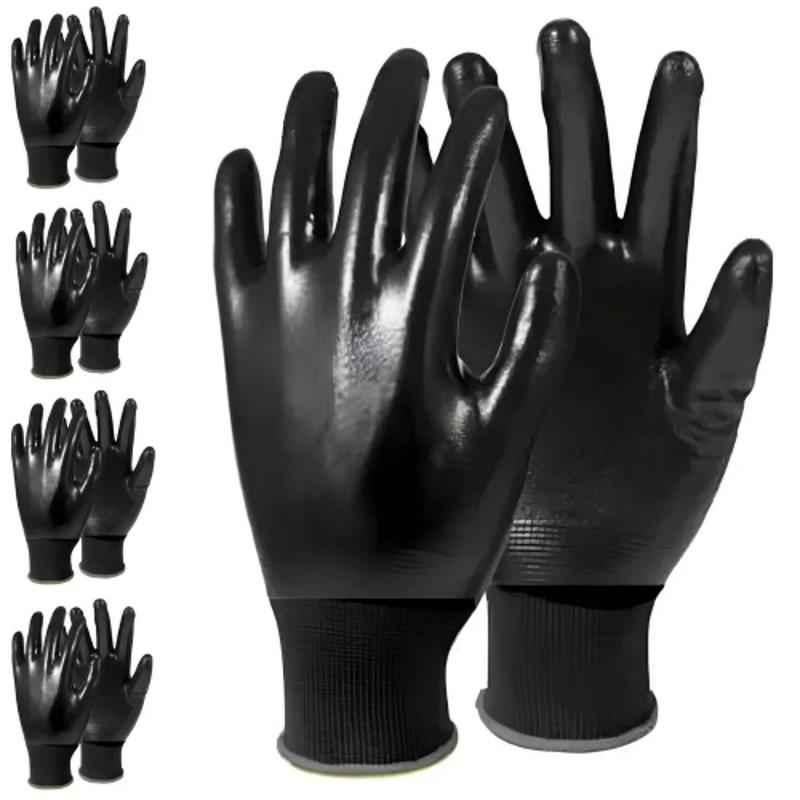 Mastership 9 inch Nitrile Black Safety Hand Gloves (Pack of 20)