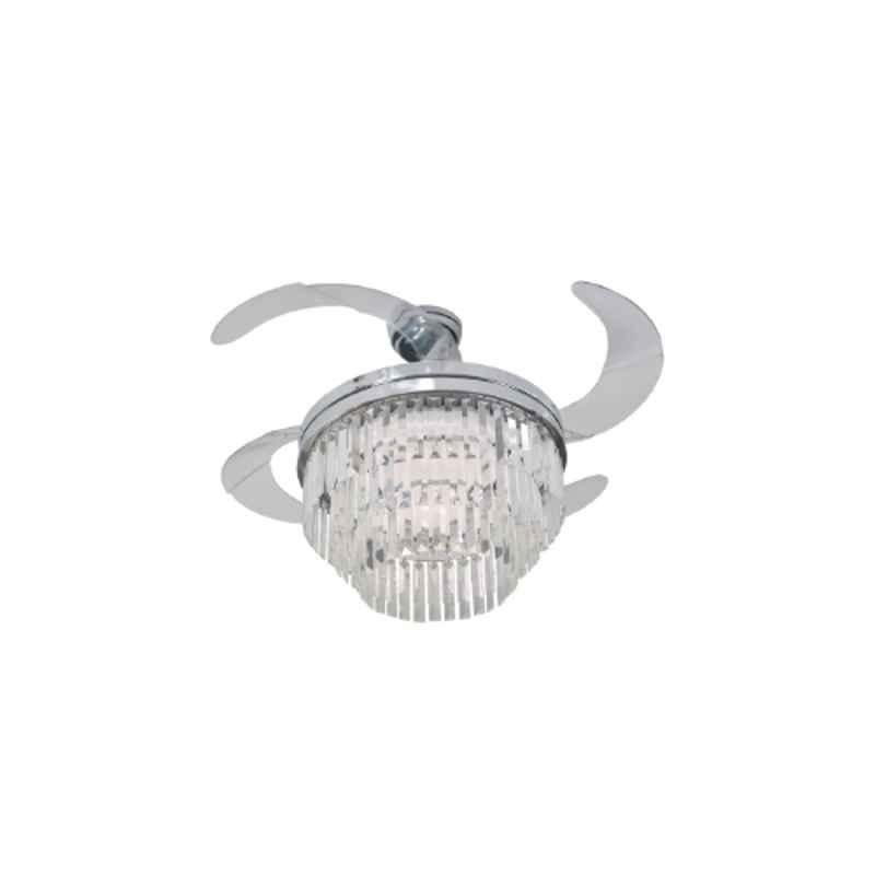 Aera Zircon-04 75W Chrome & Transparent Decorative Ceiling Fan with Remote Control, Sweep: 1070 mm