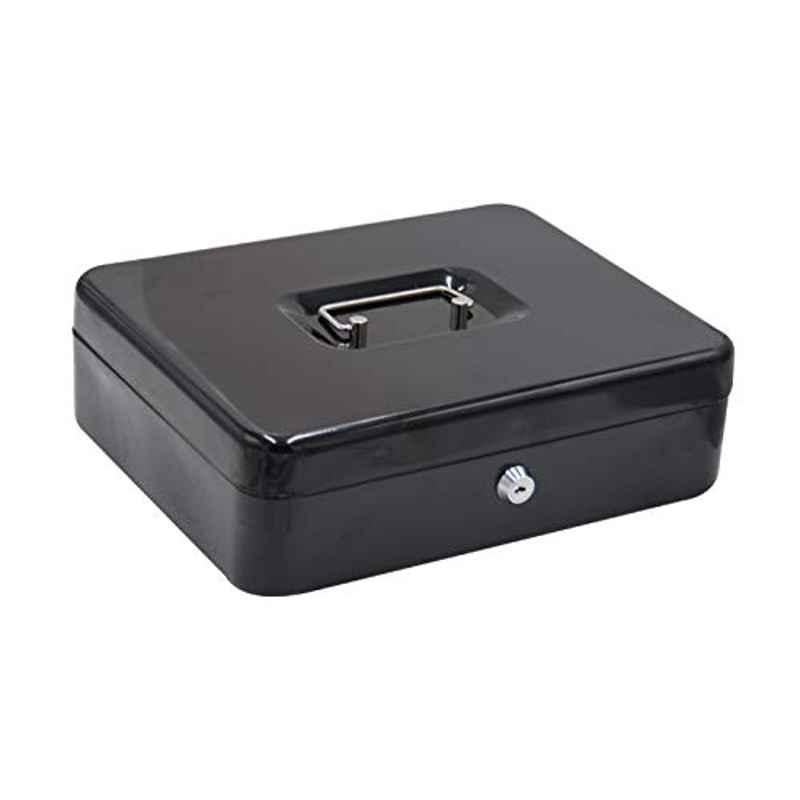 Gobbler 30x24x9cm Metal Black Cash Box with Key & Money Tray, GC300M