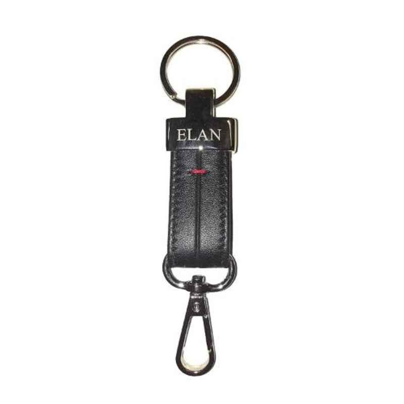 Elan Leather Black Leather Key Chain, EX-4231-BL