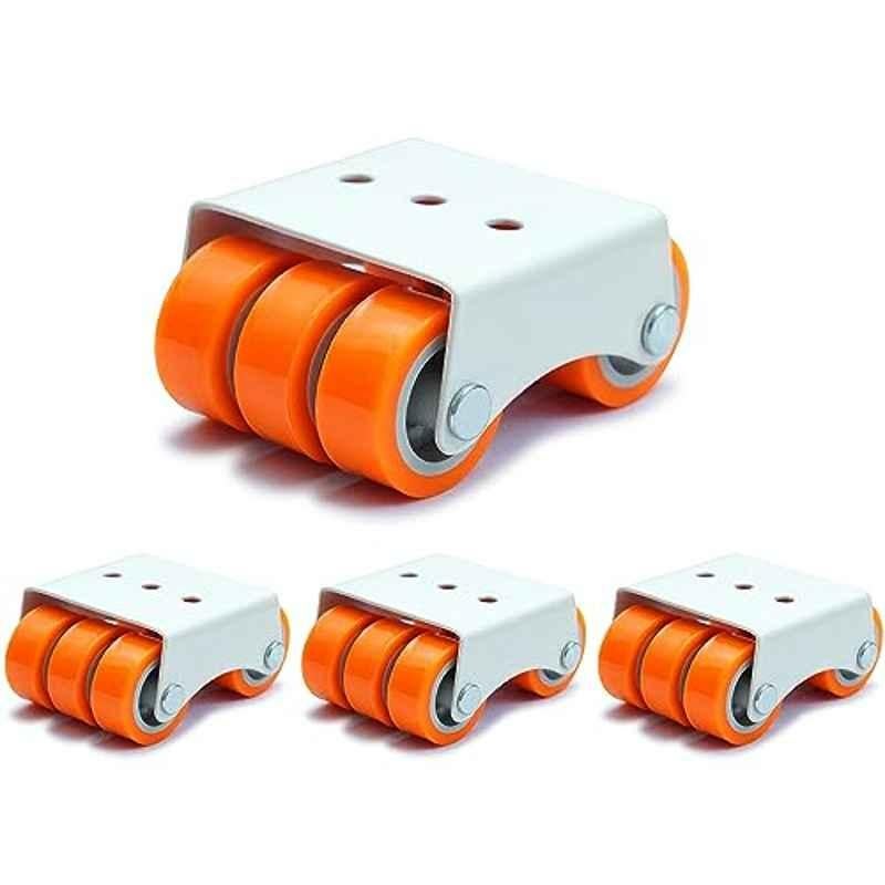 Implemental 4 Pcs 50mm Nylon Orange & White Castor Wheel Set for furniture