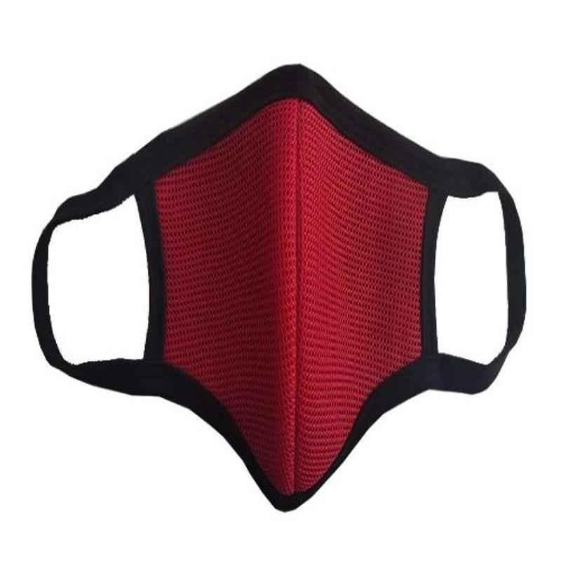 APS Cotton Reusable, Washable & Anti Pollution Red Face Mask, FM-06 (Pack of 10)