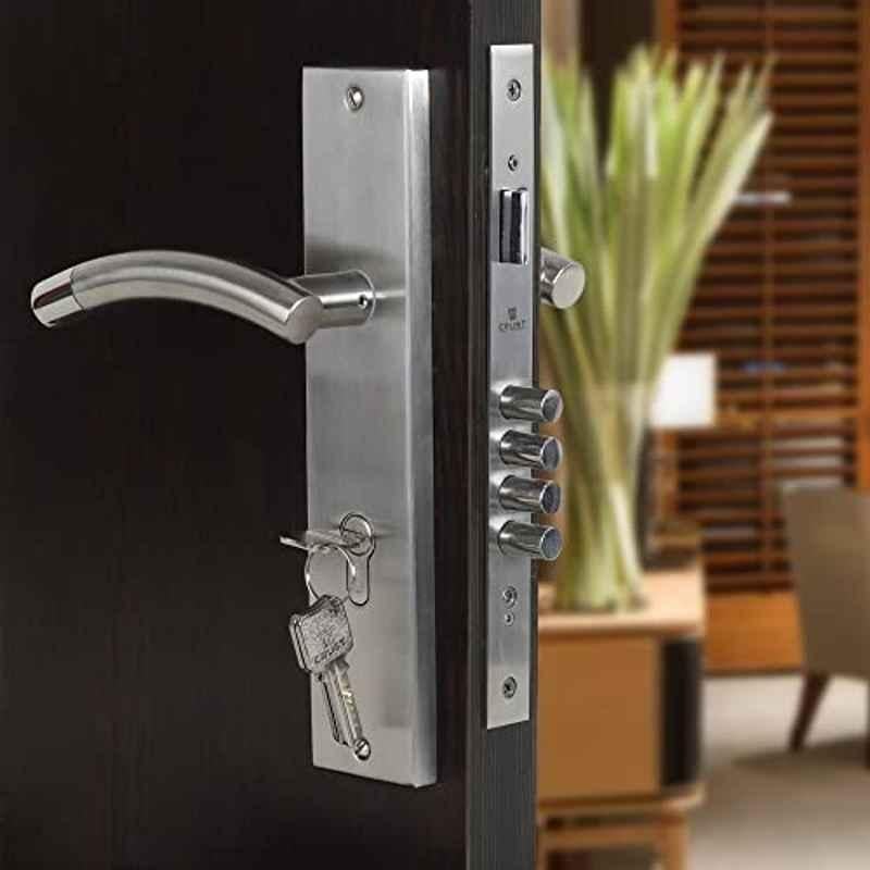Voltizi 10 inch Stainless Steel Cylindrical Plate Mortise Door Lock Set with 3 Keys, MG1101