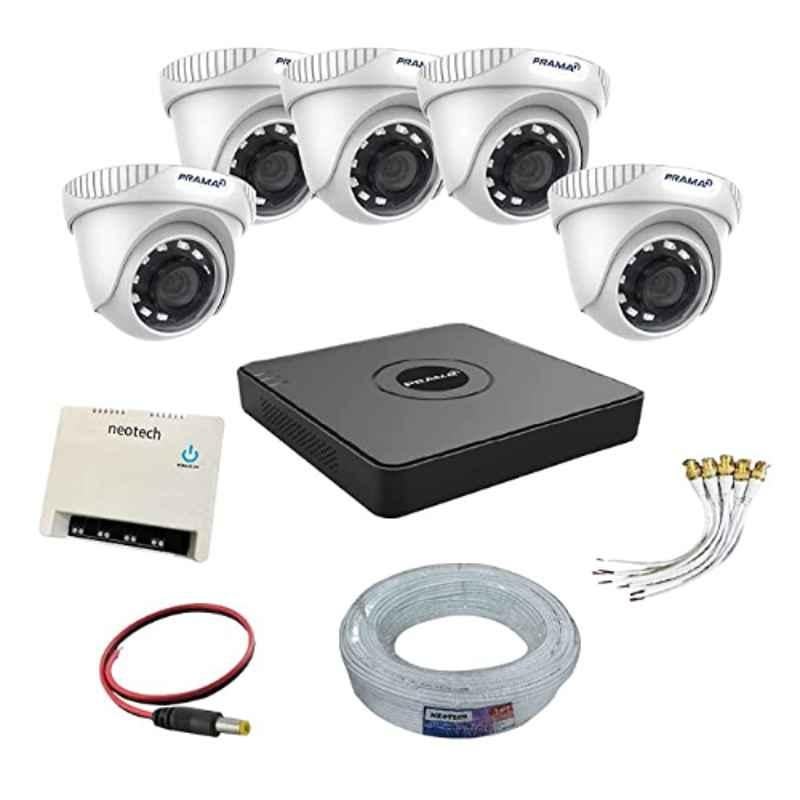 Prama 1MP 5 Pcs Dome CCTV Camera Kit with 8 Channel DVR & 70 m Wire