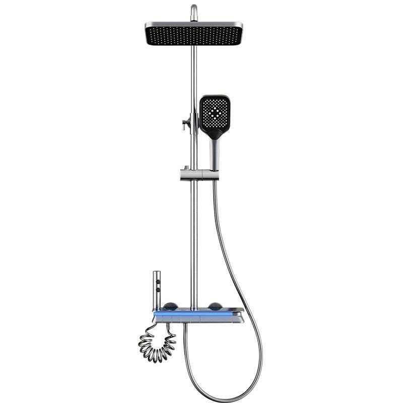 ZeeCry 5-in-1 Grey PVD Painted Stainless Steel Wall Mounted Thermostat Shower Panel with Rainfall Modular