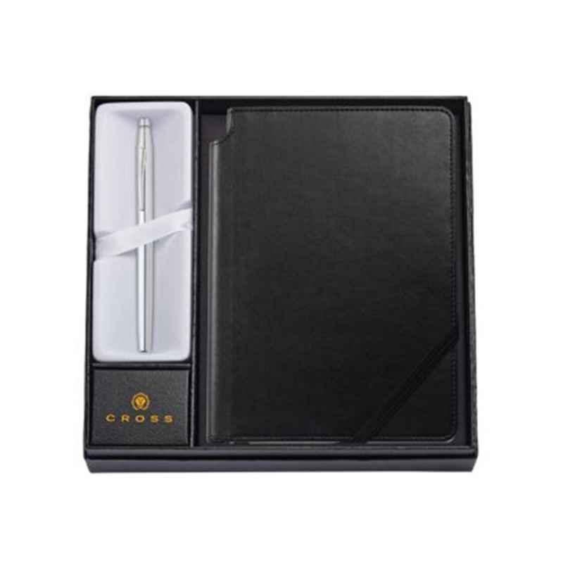 Cross Century Black Ink Chrome Finish Roller Ball Pen with 1 Pc Black Gel Refill & Journal Set, AT0085-108/1M