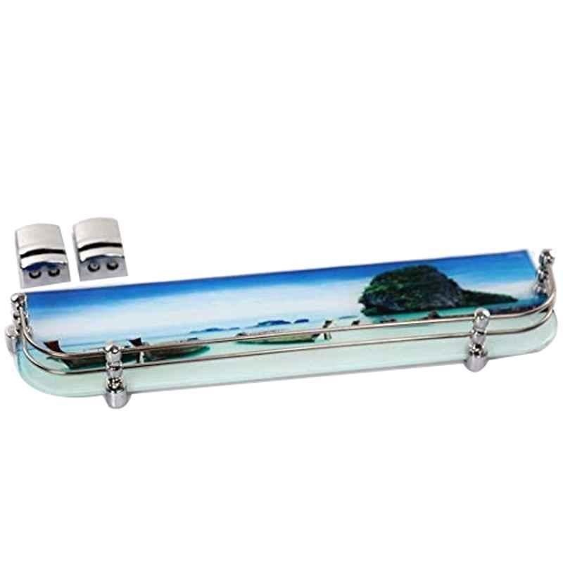 Logger Glass & Stainless Steel Silver Wall Mounted Shelf