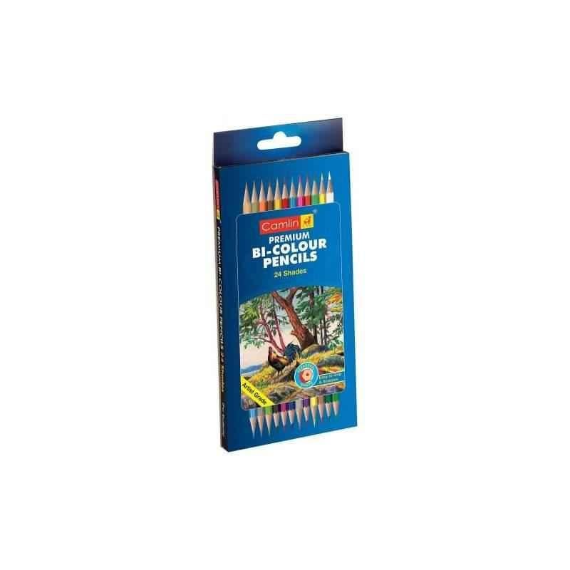 Camlin Premium 24 Shade Bi-Color Pencil Set, 4194560 (Pack of 10)