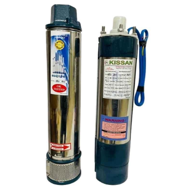 Pro Kissan 1HP 8 Stage Oil Filled Submersible Pump with 6 Months Warranty, Total Head: 80-120 ft