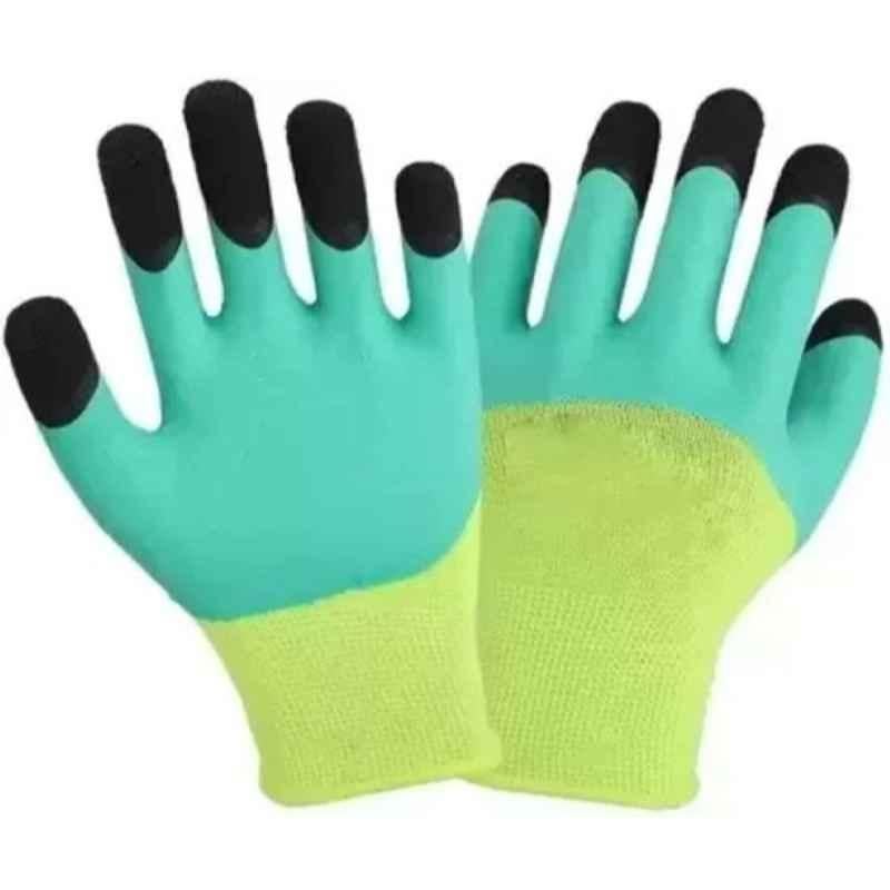 Mastership 10 inch Latex Green Tiger Print Safety Hand Gloves (Pack of 60)