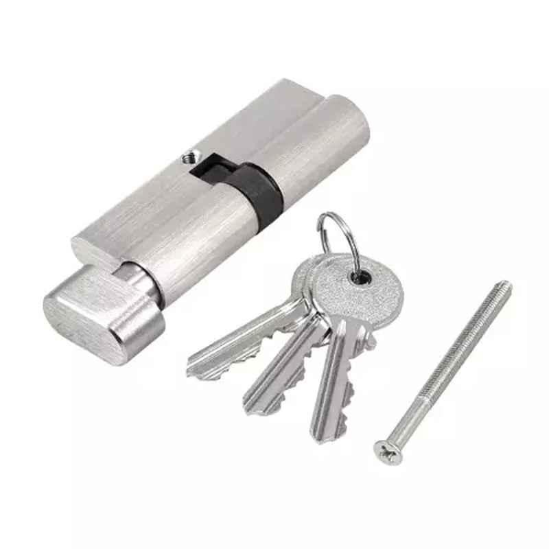 Harrison 60mm SN Finish Brass Cylinder Lock for Bathroom One Side Knob & One Side Coin, 160B