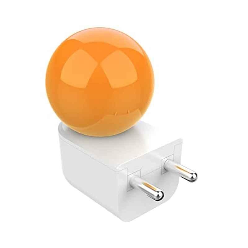 Fybros Bloom 0.5W Polycarbonate Orange Round LED Night Bulb with Plug & Play, FLS5296A