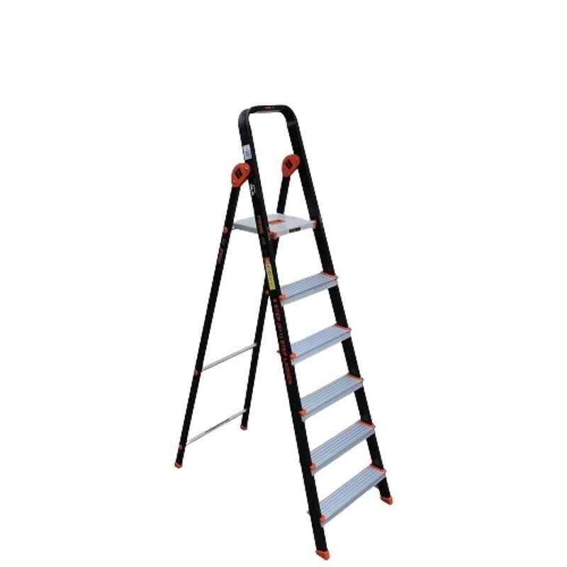 Prime Eco 6 Step Aluminium Foldable Ladder with Serrated Steps & Strong Platform, PEL-06