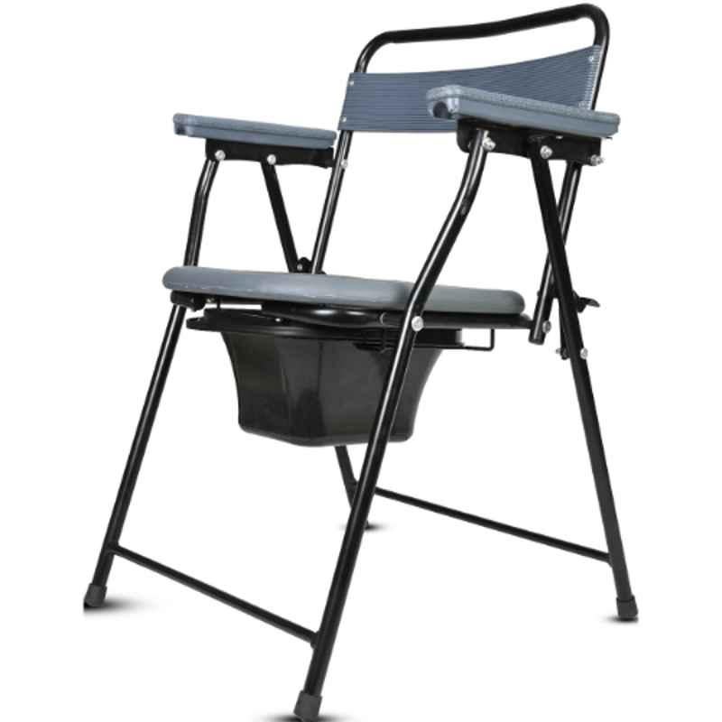 Entros Iron Grey Folding Anti Skid Toilet Seat Commode Chair, OC-C779B