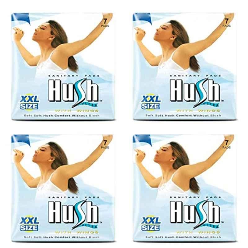 Hush 7 Pcs 320mm Ultra Thin Sanitary Napkins with Wings, E7, Size: XXL (Pack of 4)