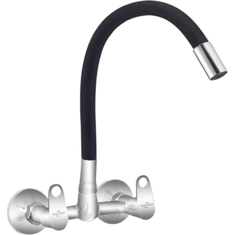 Neelkund Eva Brass Black Chrome Finish Flexible Sink Mixer with 360 deg Flexible Swivel Spout
