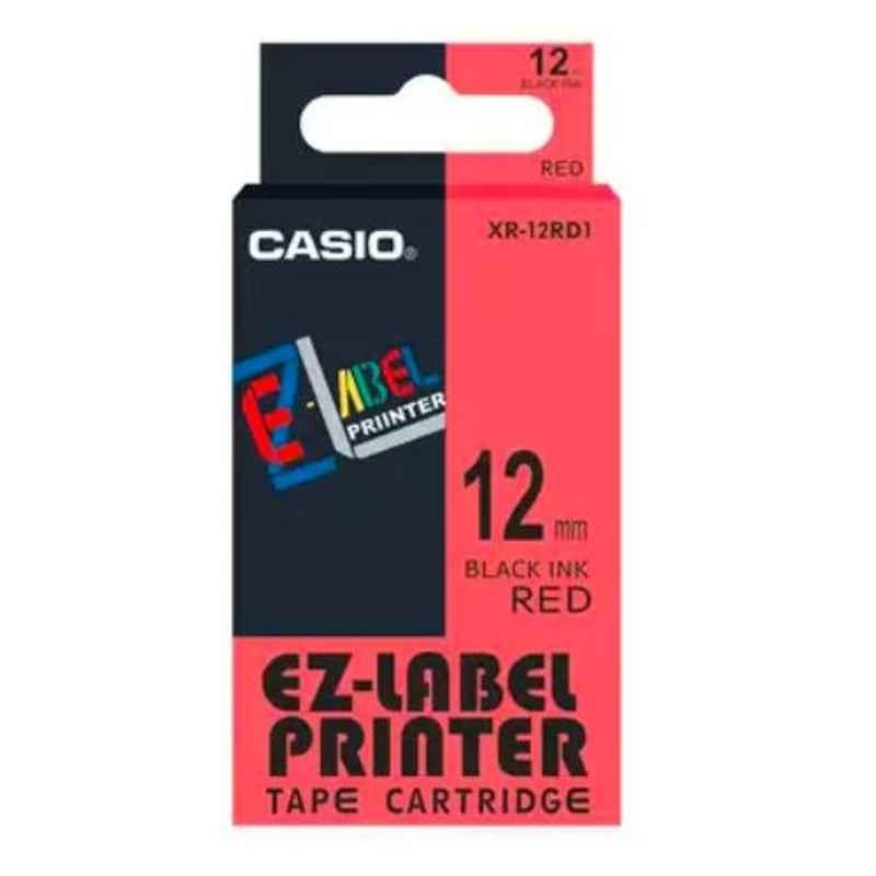Casio XR-12RD1 12mm Printer Tape Cartridge, Length: 8 m