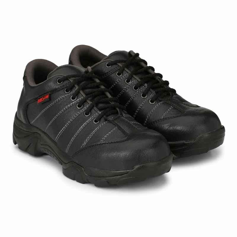 Manslam MLM01 Black & Grey Steel Toe Work Safety Shoes, Size: 8