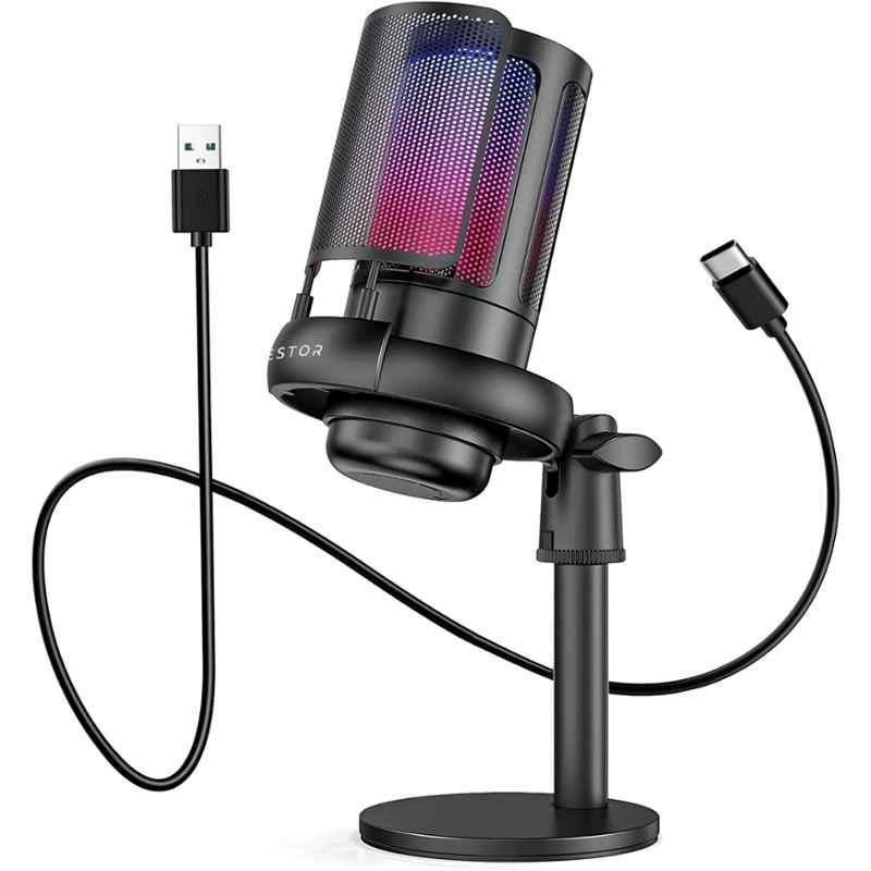 Bestor 80dB USB Condenser Gaming Microphone with RGB Lighting for PC, PS4, PS5 & MAC
