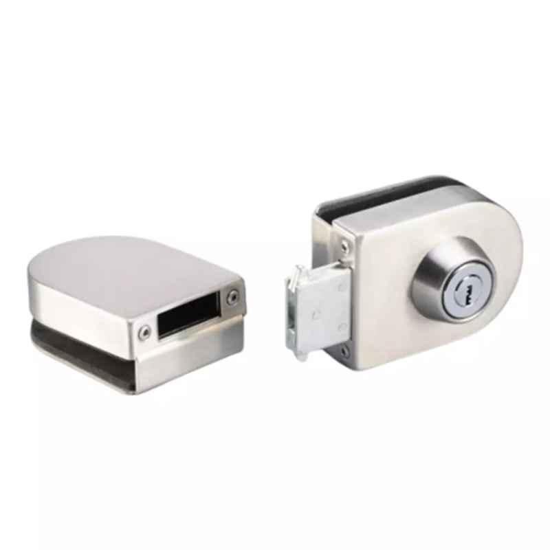 Ebco Stainless Steel 304 Brushed Steel Finish Openable Glass Door Lock, OGDL1-GG