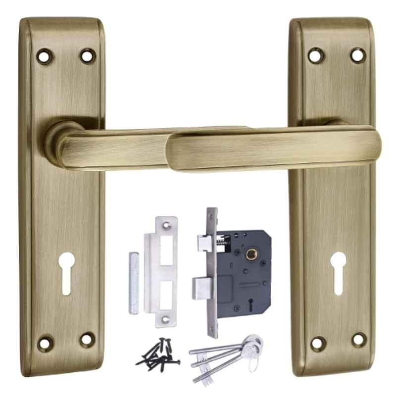 ATOM 7 inch Brass & Iron Brass Antique Finish Mortise Door Lock Set, MH-610-KY-BA