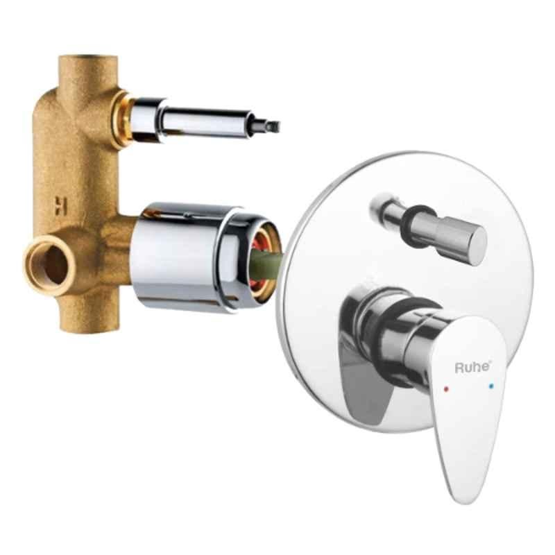Ruhe Eclipse Brass Chrome Finish Single Lever 2-inlet Complete Diverter Set, 11-0631