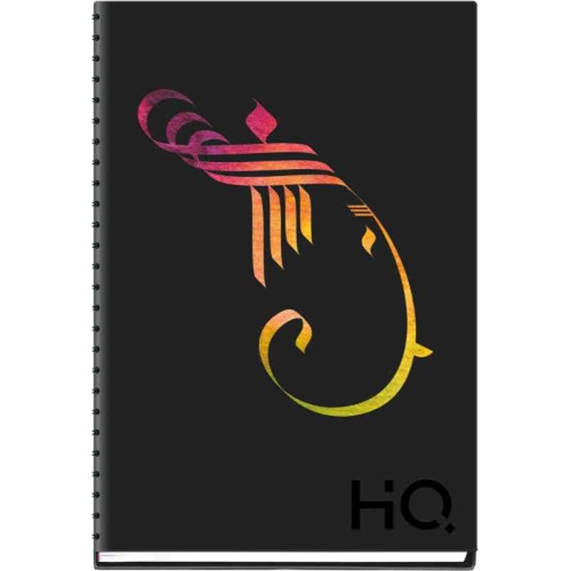 Navneet Ganesha HQ A5 192 Pages Black Single Line Case Wiro Binding Notebook, 27021-3