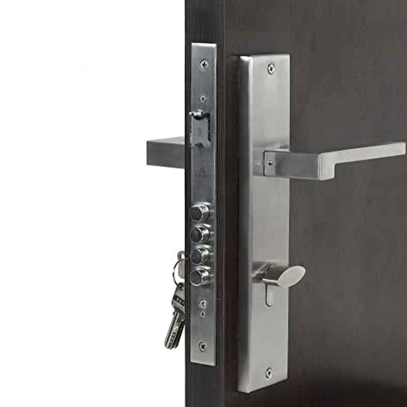 Homexpert LB306-OSK 10 inch 60mm Stainless Steel Silver Cylindrical Plate One Side Key Mortise Door Lock Set