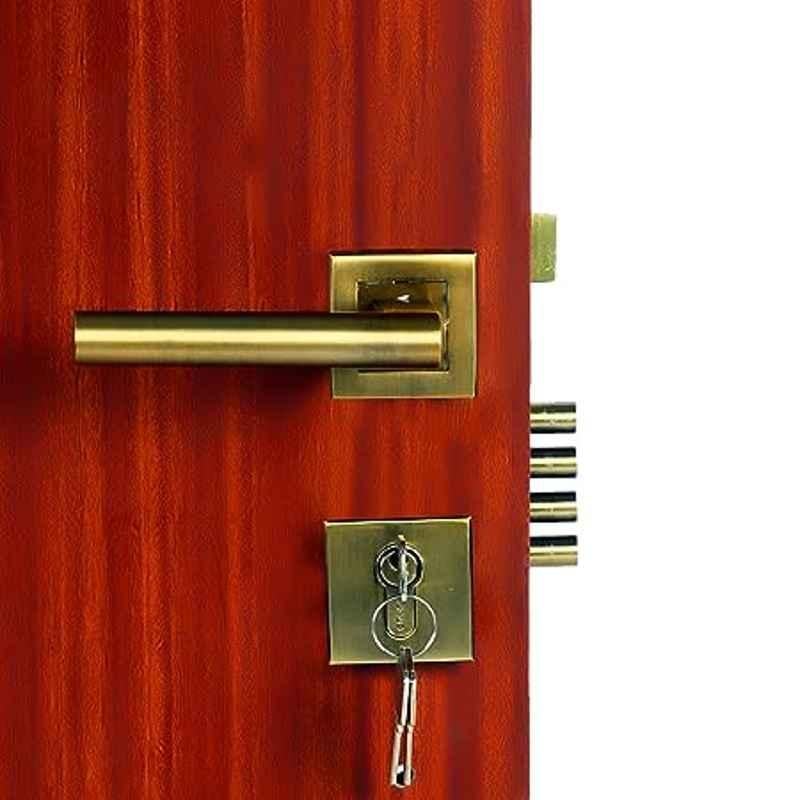 Handle Waala Rose MG301 Stainless Steel Antique Brass Finish One Side Key Mortise Door Lock Set