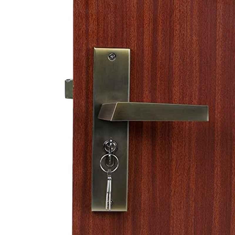 Homexpert Sana 8 inch 60mm Stainless Steel Antique Brass Finish Cylindrical Plate Both Side Key Mortise Door Lock Set