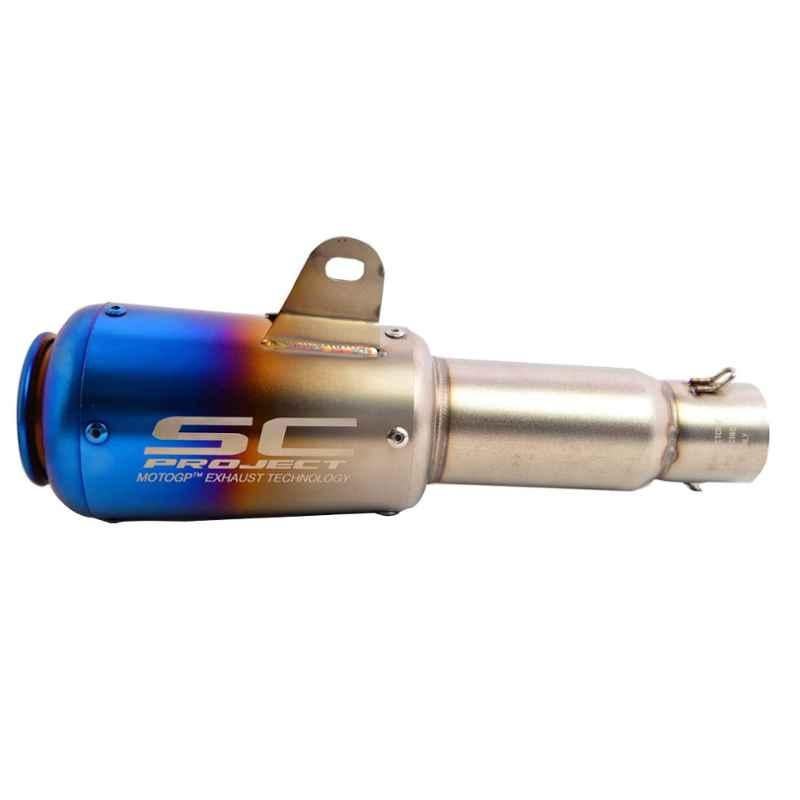 RA Accessories Black SC Project Long Silencer Exhaust for TVS Flame 125-Blue