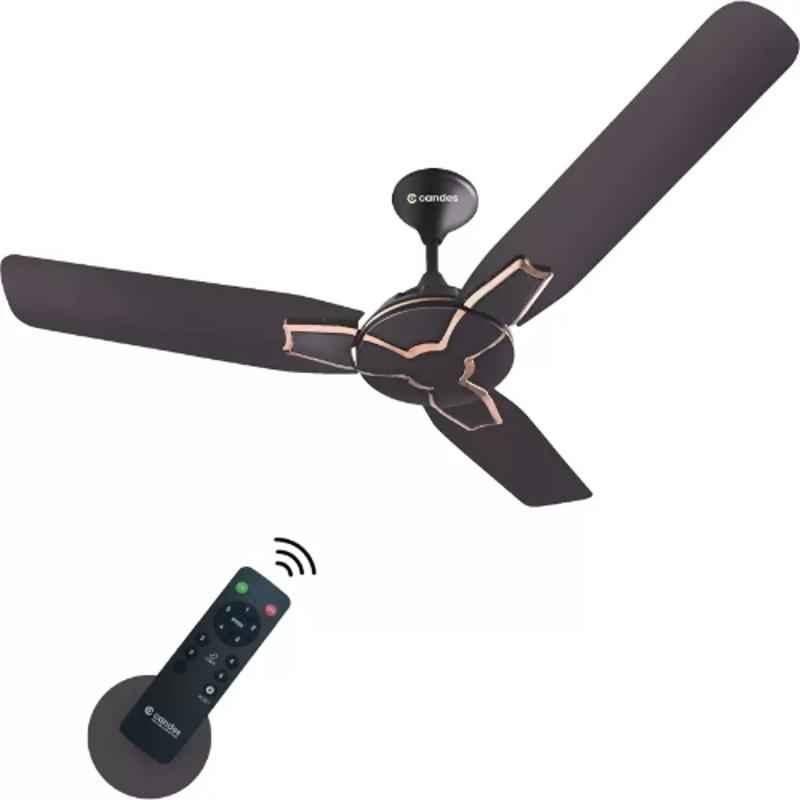 Candes Getz 30W 5 Star 3 Blade BLDC Motor Coffee Brown Ceiling Fan with Remote Control, Sweep: 1200 mm (Pack of 4)
