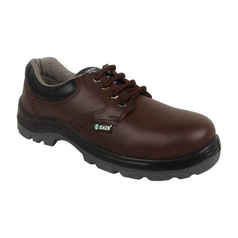 Zain Zm-05 Leather Steel Toe Brown Work Safety Shoes, 82236-08, Size: 7